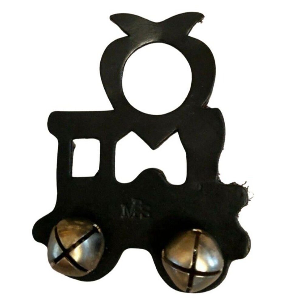 Christmas Brass Bells Lancaster Amish Leather Train Door Hanger Moses Smucker